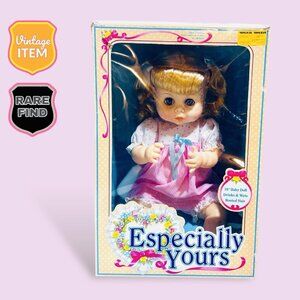 Vintage 1989 Especially Yours 18 Inch Baby Doll. Drinks & Wets with Rooted Hair.